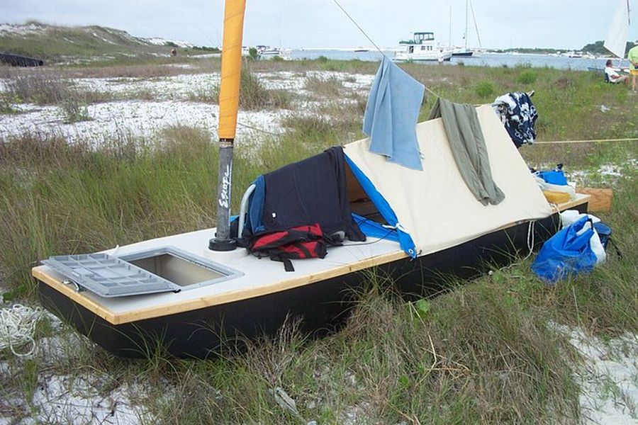 sleep in boat on the beach of florida