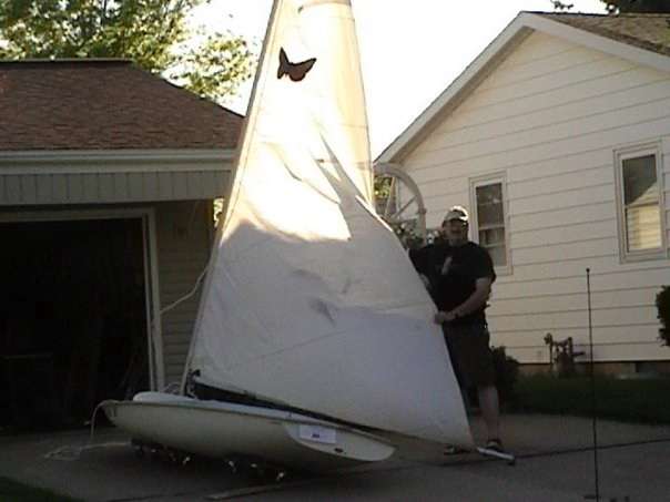 barnett butterfly scow arriving in driveway